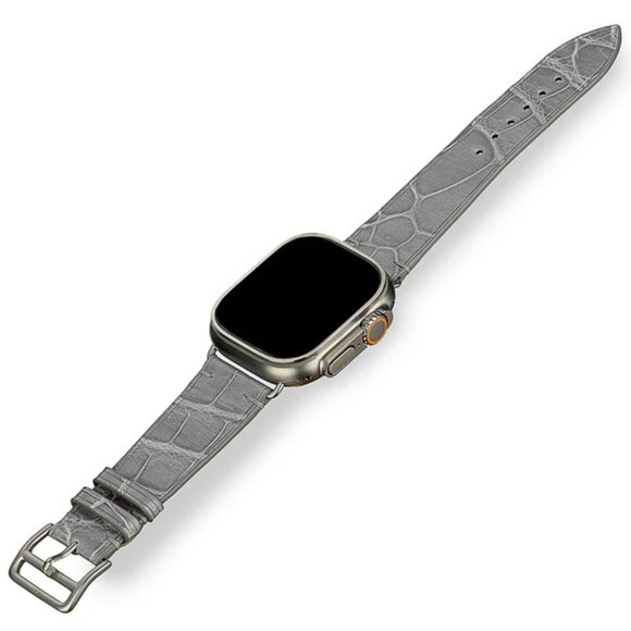 Unique Exotic Leather Strap – Genuine Alligator - Gray White Color
